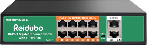 Switch Gigabit PoE de 8 puertos con enlace ascendente de 2 Gigabit, conmutador de red no administrado Ethernet PoE de 1000 Mbps, 120 W, Plug & Play,
