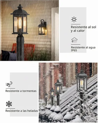Vista 4 de FEMILA Luz de poste al aire libre del atardecer al amanecer, lámpara de poste impermeable, postes de lámpara exterior iluminación exterior