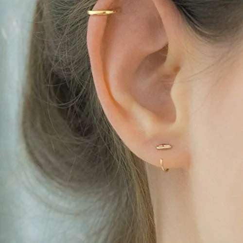 Vista 4 de Aretes de barra pequeña para abrazar, aretes de abrazo