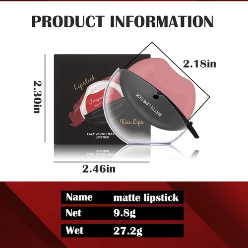 Vista 6 de DAGEDA Juego de lápices labiales de 3 colores, terciopelo mate, forma de labios perezosos, de larga duración, alta pigmentación, antiadherente