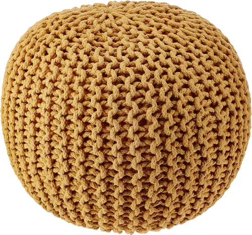 Vista 12 de REDEARTH Puf Otomano Redondo - Tejido a Mano Cable Boho Poof - Pouffe Reposapiés Circular para Sala de Estar - Dormitorio - Patio - 100% Algodón