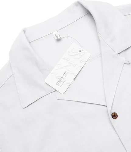 Vista 5 de COOFANDY - Camisas hawaianas de algodón y lino florales tropicales con botones para hombre