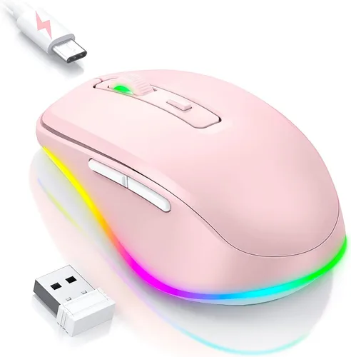 Vista 12 de PEIOUS Ratón Inalámbrico Jiggler – Ratones Inalámbricos LED con Jiggler Mover Integrado, Ratón Móvil Recargable para Computadora con Movimiento