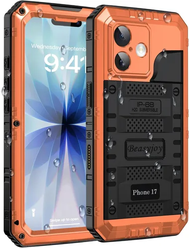 Vista 34 de Beasyjoy Funda impermeable para iPhone 13, funda de metal con protector de pantalla integrado, resistente protección de cuerpo completo, grado