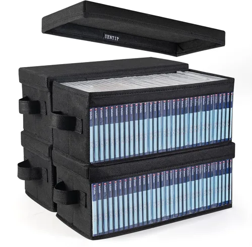 Vista 16 de UENTIP Cajas de almacenamiento para CD, paquete de 2 cajas de almacenamiento para DVD y CD con capacidad para 30 CD en estuches jewel completos, 60