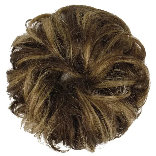 Vista 2 de FESHFEN - Extensiones de moño desordenado humano 100% cabello real, piezas de cabello rizado, extensiones de cola de caballo, cabello ondulado