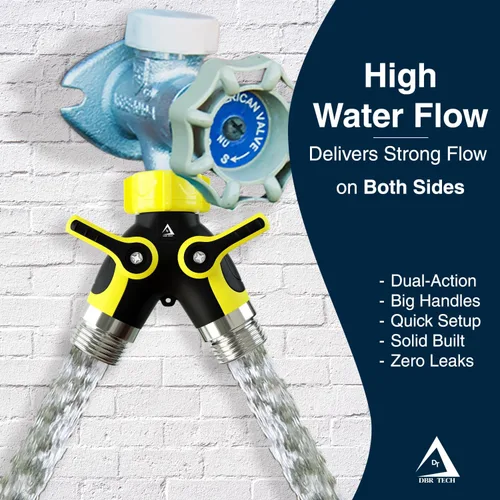 Vista 8 de DBR Tech® Divisor de Manguera de 2 Vías, Conector Metálico Resistente, Divisor de Manguera de Jardín de Dos Vías, Adaptador de Bib de Grifo de Flujo