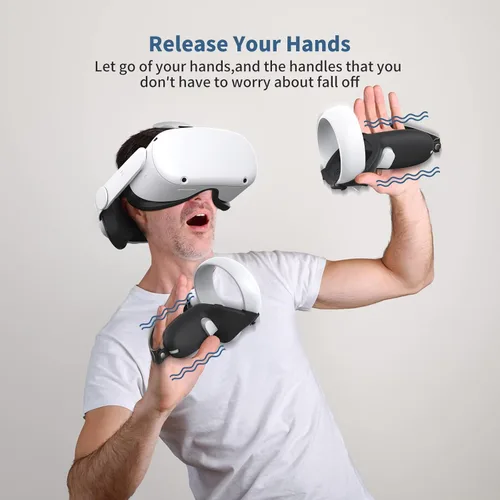 Vista 4 de Controller Grips Compatible with Oculus Quest 2, Silicone Controller Cover Protector for Quest 2 with Adjustable Knuckle Strap