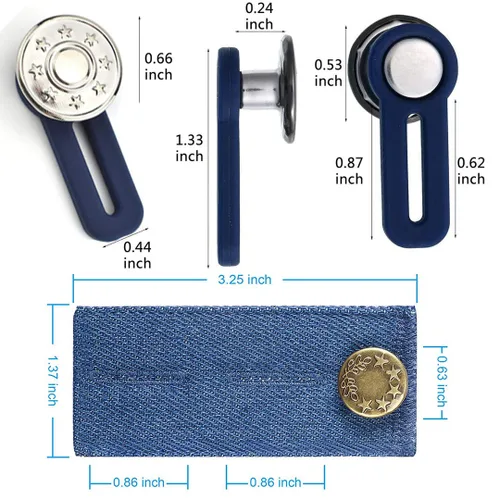 Vista 3 de Paquete de 6 extensores de cintura, extensores de botón de alta calidad para pantalones, extensor de pantalones para maternidad, extensor de botones