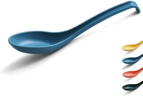 Vista 8 de Evanda Cuchara de sopa, cuchara ecológica hecha de polipropileno de grado alimenticio, libre de BPA, fácil de limpiar, apta para lavavajillas, juego