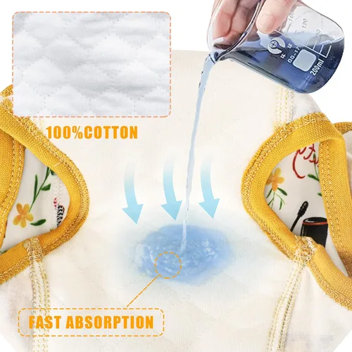 Vista 2 de Max Shape 4 paquetes de ropa interior de entrenamiento para niñas con capa absorbente de cena, pantalones de entrenamiento reutilizables para bebé