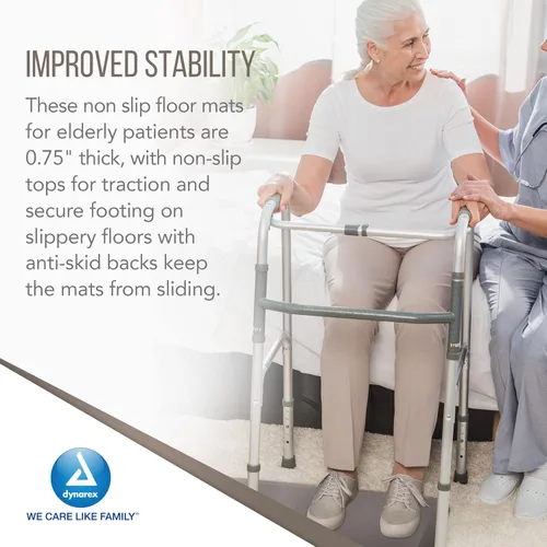 Vista 5 de Dynarex FLATMat - Tapetes de otoño para pacientes mayores, borde biselado para accesibilidad a sillas de ruedas, almohadilla antideslizante