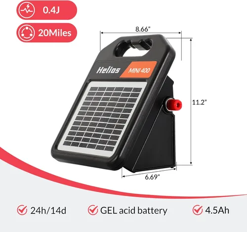 Vista 5 de Andmon MINI400 Cargador eléctrico solar de la cerca de 20 millas con el modo día/de la noche 0.4J de salida Energizer eléctrico de la cerca