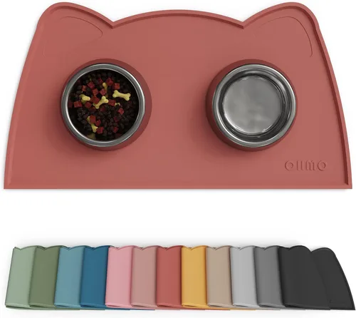 Vista 12 de OHMO - Tapete de silicona para comida para gatos, tapete de alimentación de mascotas para el piso, antideslizante e impermeable, bandeja para agua