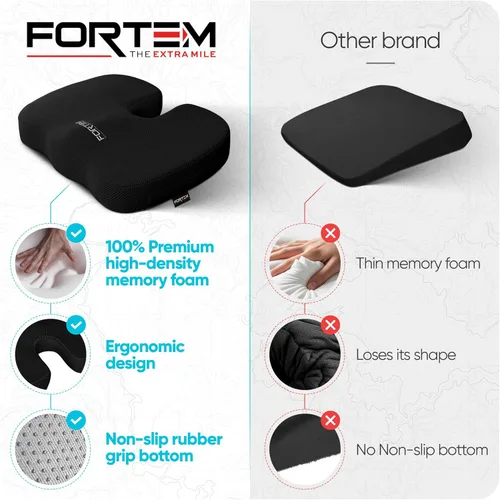 Vista 9 de FORTEM Cojín de asiento, cojín para silla de oficina, espuma viscoelástica para silla de escritorio, ciática, coxis, alivio del dolor de coxis