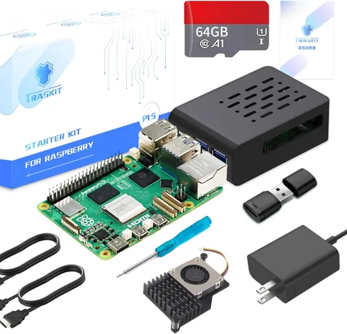 TRASKIT Starter Kit para Raspberry Pi 5 RAM 16GB-64GB Edition precargado con Pi OS