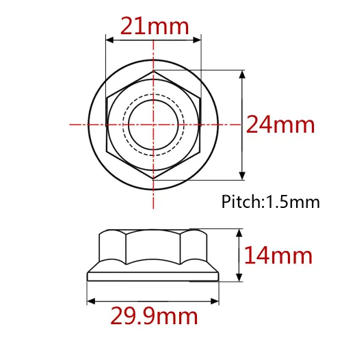 Vista 225 de Juego de 6 tuercas hexagonales de titanio DIN6923 M5 M6 M8 M10 M12 M14 M16 (paso M6 0.039 in, titanio normal)