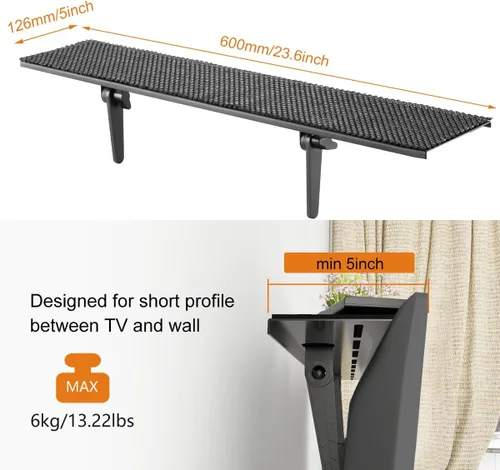 Vista 3 de Bracwiser Estante superior de TV sin taladros de 24 pulgadas de ancho, soporte de montaje superior para altavoces, receptor AV, caja multimedia