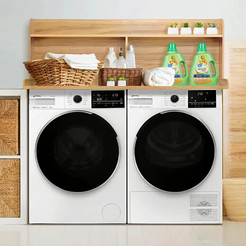 Vista 2 de Royxen Encimera de lavandería con estante de 20 pulgadas, ajuste universal, encimera para lavadora y secadora con espacio de almacenamiento, roble