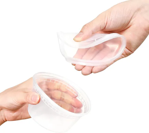 Vista 3 de AOZITA 32 juegos de recipientes de plástico de 12 onzas con tapas, recipientes herméticos para almacenamiento de alimentos, aptos