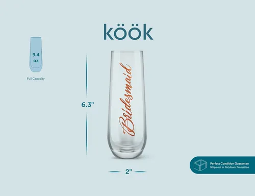 Vista 7 de Copas de champán Kook, sin tallo, vidrio duradero, juego de 8, 10.5 onzas, juego de copas para mimosa, juego de copas de cóctel para brindar, copas