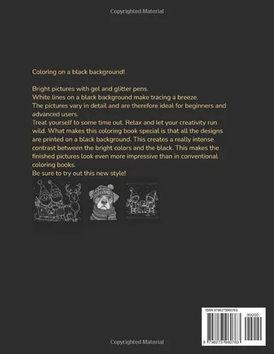 Vista 2 de Magical coloring book for gel and glitter pens. - Christmas For adults and teens Creative painting on a black background, ink tracing