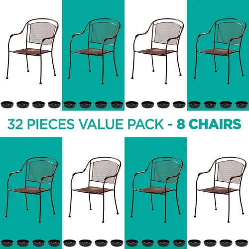 Vista 5 de Tapas para patas de muebles de patio de hierro forjado (paquete de 32, negro) – Tapas redondas de plástico de 1.5 pulgadas para patas de silla