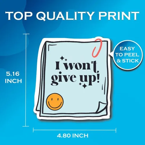 Vista 2 de Calcomanías de vinilo para parachoques con texto en inglés "I Won't Give Up", autoestima, afirmaciones de autoestima, autoestima, autoestima