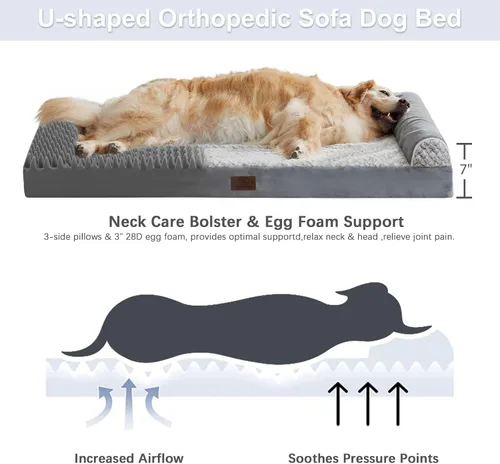 Vista 5 de WNPETHOME Camas ortopédicas para perros extra grandes, cama XL impermeable de espuma viscoelástica con laterales, sofá para perros grandes de espuma