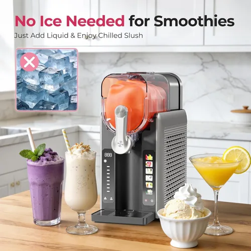 Vista 2 de Slushie Machine for Home, No Ice Needed Frozen Drink Maker with Auto-Clean, LED Display, Perfect for Margaritas, Frappés, Milkshakes and More