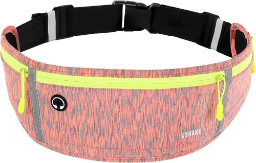 Vista 10 de USHAKE Cinturón Delgado para Correr, Riñonera de Entrenamiento para Hombres y Mujeres, Paquete de Cintura para Ejercicio con Soporte para iPhone