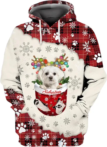 Vista 10 de Sudadera con capucha 3D personalizada para perro, diseño de perro con nombre personalizado, sudadera con capucha de perro de amor, camisa de perro