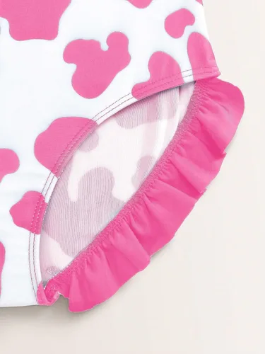 Vista 4 de WDIRARA Traje de baño de una pieza con estampado de vaca para niña