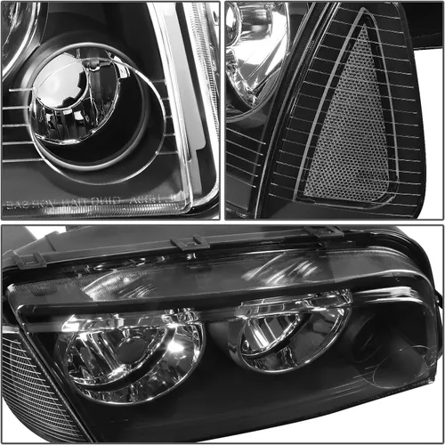 Vista 4 de Auto Dynasty Faro de esquina transparente con carcasa negra estilo OE + lámparas de esquina+kit de herramientas compatible con Dodge Charger 06-10