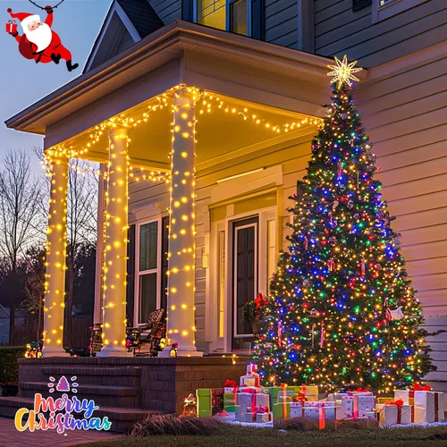 Vista 8 de JMEXSUSS Guirnalda de 600 luces LED que cambian de color enchufable, luces de Navidad blancas cálidas y multicolor de 168 pies con control remoto