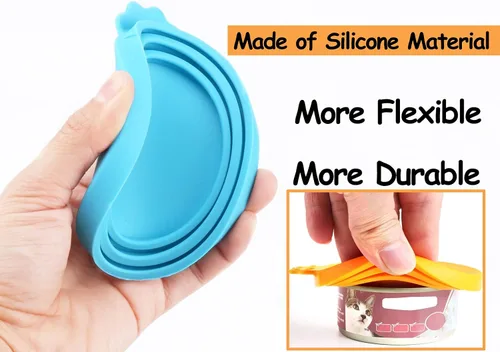 Vista 3 de Comtim - Juego de 3 tapas de silicona para latas de alimentos para perros y gatos, tamaño universal, se adapta a la mayoría de alimentos enlatados