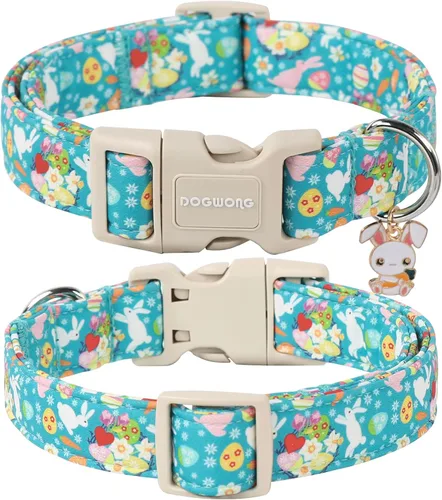 Vista 106 de DOGWONG Collar de algodón y cáñamo para perros, collar rosado resistente ajustable de tela natural suave para mascotas, lindo collar de boda