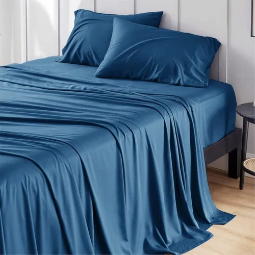Vista 2 de Bedsure Juego de sábanas refrescantes, rayón hecho de bambú, sábanas de tamaño King, bolsillo profundo de hasta 16 pulgadas, sábanas y fundas