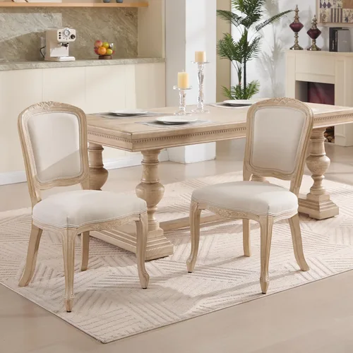 Vista 16 de Dining Chairs Set of 2, Table & Chair Sets with Natural Rattan Round Back, Upholstered Stackable Dining Room Chairs for Living Room, Kitchen