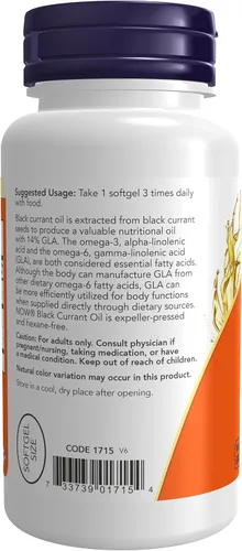 Vista 3 de NOW Suplementos alimenticios, aceite de grosella negra 500 mg con 70 mg de GLA (ácido gamma-linolénico), 100 cápsulas blandas