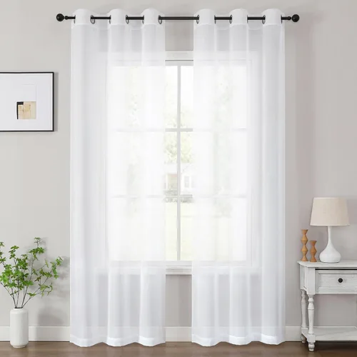 Vista 65 de Cenefa transparente con ojales negros para ventanas, 2 paneles de 52