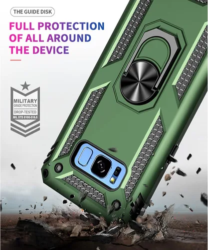 Vista 2 de Yiakeng Funda para Samsung Galaxy S8, Samsung S8, funda protectora de grado militar con anillo para Samsung Galaxy S8 (verde militar)