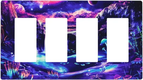 Vista 23 de Arte Moderno Abstracto de Lujo Turquesa Oscuro Verde Azulado Azul Gris Patrón Texturizado de Mármol 1 Gang Interruptor de Luz de Palanca Simple