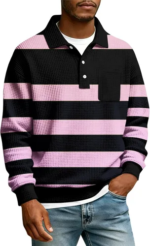 Vista 26 de Camisas de manga larga con botones a cuadros para hombre, con cuello de manga larga, estilo casual, elegante, a cuadros