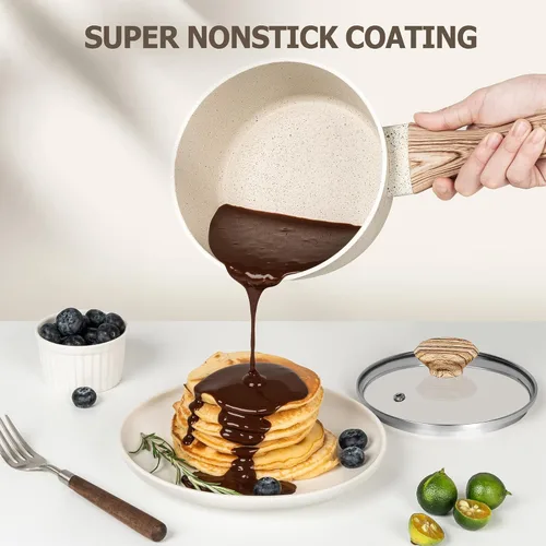 Vista 2 de MICHELANGELO Sartén con tapa, juego de cacerolas antiadherentes de 1.5 cuartos de galón, 2 cuartos y 3 cuartos de galón, sartén de granito de 3