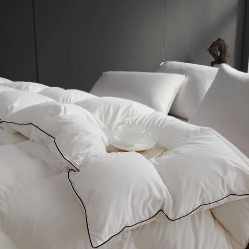 Vista 9 de Edredón de plumón tamaño Queen, relleno de edredón de peso medio para todas las estaciones con 8 bucles, edredón de lujo sin ruido, blanco, 90 x 90