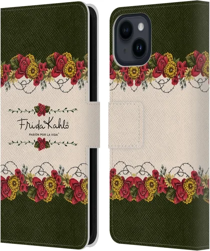 Vista 103 de Head Case Designs Funda con licencia oficial de Frida Kahlo Portrait Red Florals - Funda de piel tipo cartera compatible con Apple iPhone 14 Pro