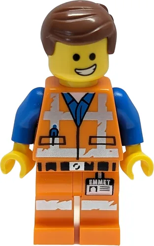 Vista 2 de LEGO La película 2: Minifigura de Emmet con sonrisa y mirada asustada