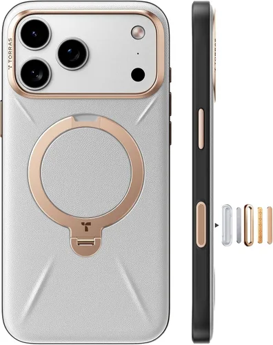 Vista 14 de TORRAS Q3 VegSkin - Funda de piel para iPhone 17 Pro Max, soporte magnético de 360 grados, compatible con MagSafe, control de cámara, a prueba