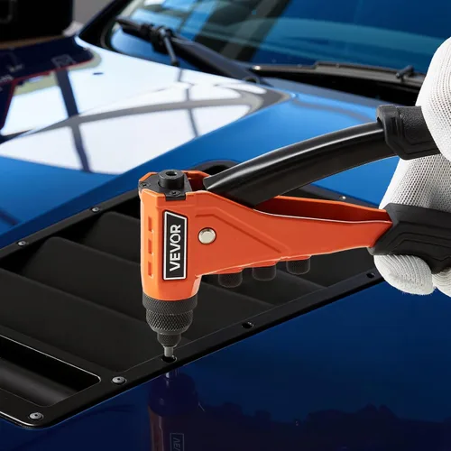 Vista 8 de VEVOR Kit de pistola de remache pop, con 200 remaches ciegos, remachador de una sola mano resistente con 4 piezas nasales intercambiables, 4 brocas